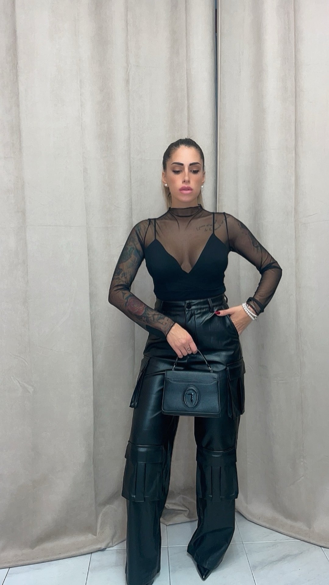 PANTALONE ECOPELLE CARGO