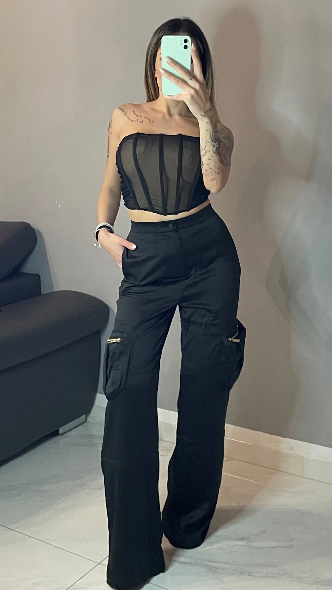 PANTALONE CARGO IN RASO