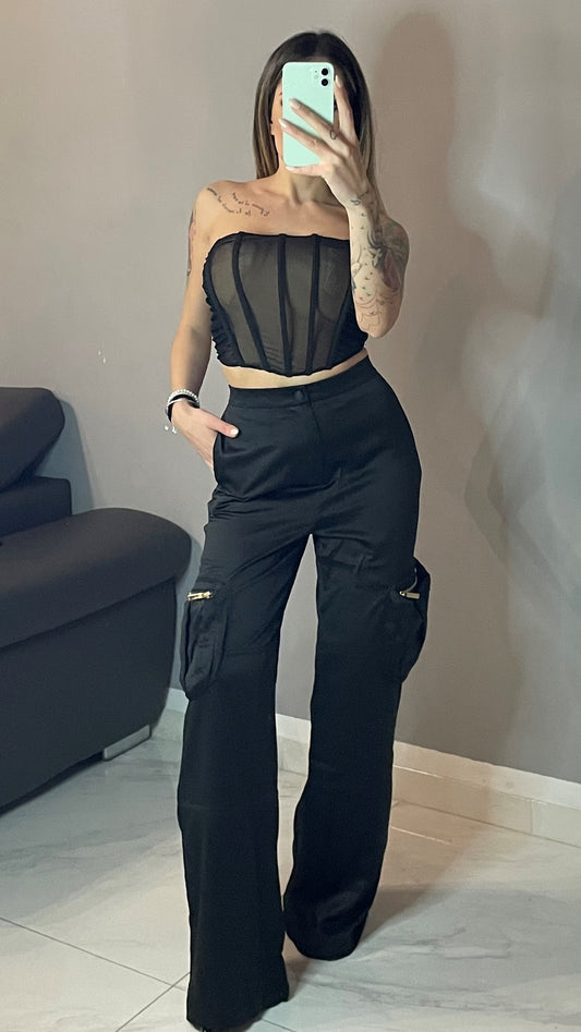 PANTALONE CARGO IN RASO